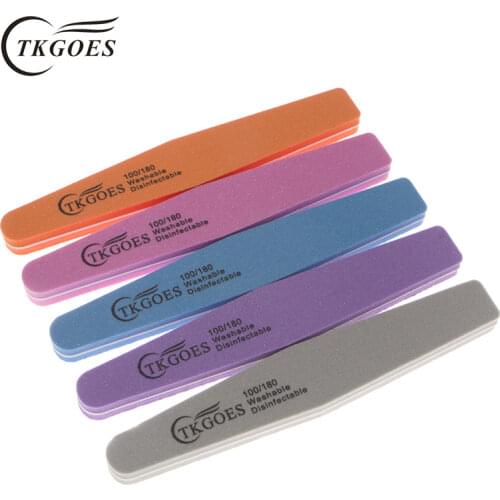 TKGOES 5pcs/lot Nail File Buffer Nail Files 100/180 Grit 5 Colors Options Available Diamond Sanding Washable Nail Manicure Tool