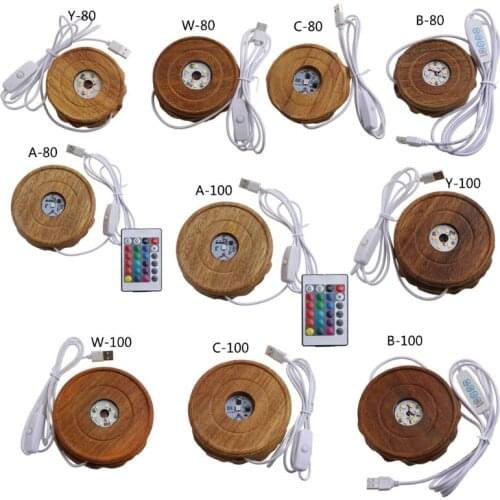 831A LED Solid Wood Luminous Lamp Holder Statue Odd Stone Bottom Support Vase Cushion Handicraft Decoration