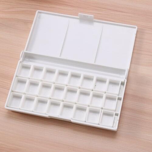 Pro Art Painting Plate Plastic Paint Palette Half Pans Watercolor Tray Reusable Drawing Box with Lid Portable Coloring Container