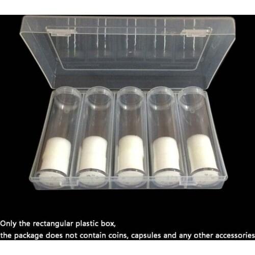 K5DC Rectangular Clear Plastic Storage Box Collection Case Protector for 100pcs 27mm/30mm Coin Capsules Holder or 5pcs 27mm Coin