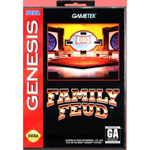 Family Feud 16 Bit MD Game card with Retail Box For Sega Genesis & Mega Drive