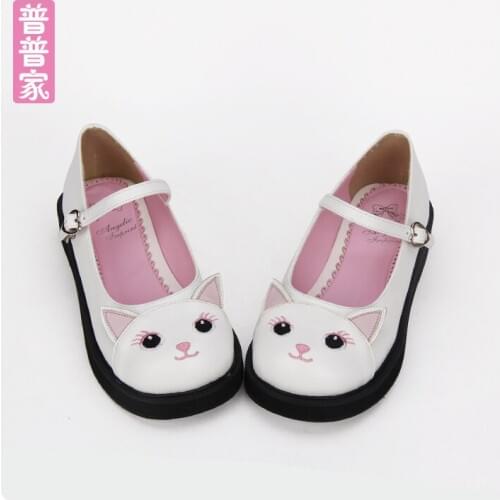 Princess sweet punk shoes Lolita sweet soft sister low heel with cute adorable cat girl muffin princess shoes women pu8831