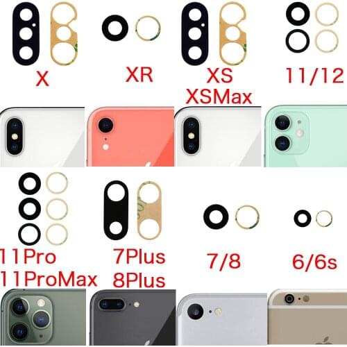 2Pcs Back Rear Camera Glass Lens With Adhesive For iPhone 6 6P 6s 6sPlus 7 7P 8G 8 Plus X XS XR 11 12 Pro Max
