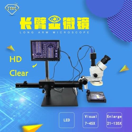 TBK-45L HD 7-45X Professional Microscope Electronic Display Amplification Magnifier for Iphone BGA CPU Motherboard Repair Tools