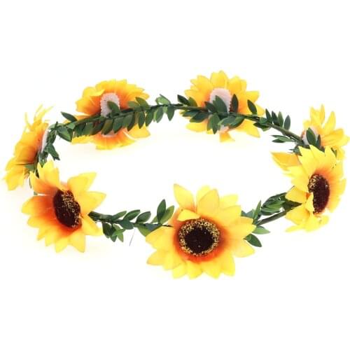 Floral Fall Sunflower Wreath Hairband Crown Head Band Hair Wreath Bridal Headpiece Festivals Hair Band Garland
