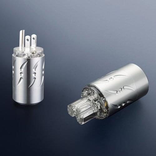 Viborg VM512S+VF512S Pure Copper Silver Plated US Power Plug Audio Power Connector IEC Plug
