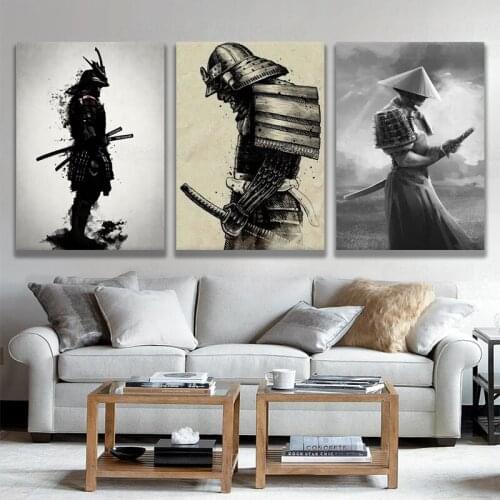 Japanese Samurai Canvas Painting Modern Wall Art Pictures Abstract For Living Room Home Decoration Posters And Prints