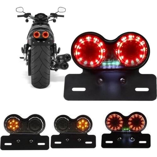 For Honda Motorcycle Tail Lights Led Turn Signal and Brake Lights with License Plate Bracket for motor Yamaha Suzuki Kawasaki