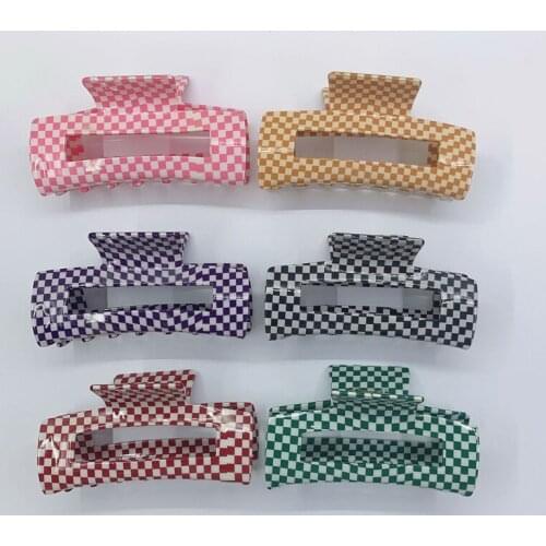 Elegant Black White Plaid Grab Clip Large Acetate Hair Clip Crab Hair Claws for Women Girl Hair Accessories Hair Style Make
