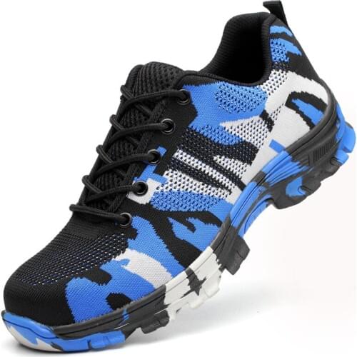 Safety Shoes Cap Steel Toe Safety Shoe Boots For Man Work Shoes Men Breathable Mesh Size 12 Footwear Wear-resistant GXZ526-1