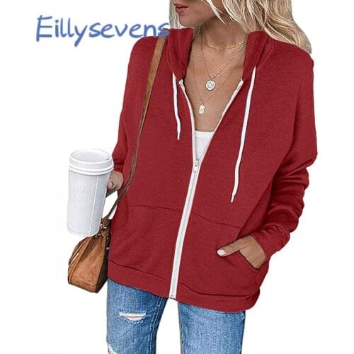 New Fashion 2021 Jackets For Women Long Sleeve Solid Color Hoodies Spring And Autumn Coats Vintage Pockets Female Zip Up Tops