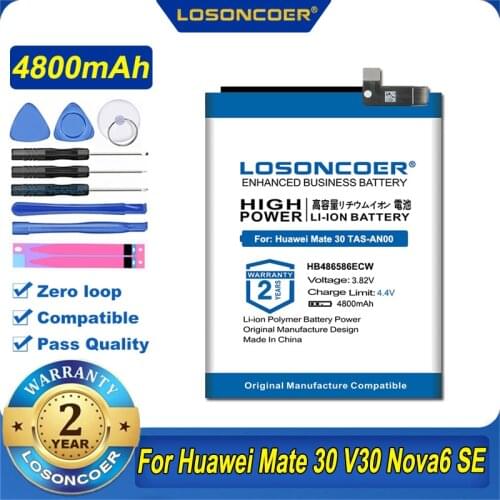 100% Original LOSONCOER HB486586ECW Battery For Huawei Mate 30 V30 Nova 6 SE TAS-AN00 Battery