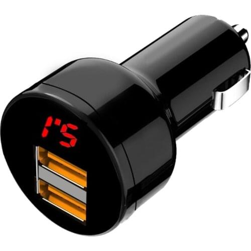 12V/24V Dual Ports 3.1A USB Car Cigarette Charger Lighter Digital LED Voltmeter Power Adapter for Mobile Phone Tablet GPS