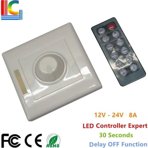 12V 96W 24V 192W PWM Controller 8A LED Dimmer IR Brightness Adjustable with 12 Button Wireless Remote Control LED Strip etc