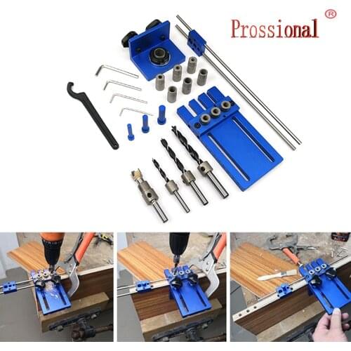 3 in 1 Woodworking Hole Drill Punch Positioner Guide Locator Jig Joinery System Kit Aluminium Alloy Wood Working DIY Tool