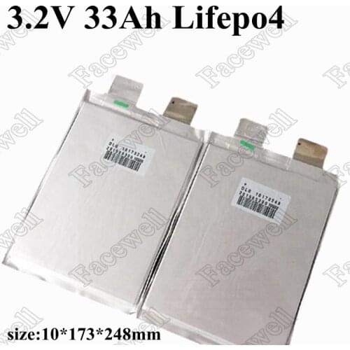 16pcs Lifepo4 battery 33Ah high capacity 3.2v lifepo4 cell for diy 12v 24v 36v 48v battery pack solar panel battery ebike