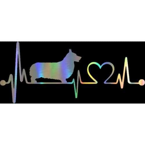 HungMieh Car Sticker 19*8.3CM Pembroke Welsh Corgi Heartbeat Dog Funny Decals Vinyl Body Window Baby On Board Sticker