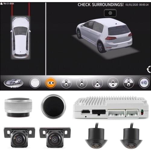 Car 360-degree 3D panoramic camera DVR birds-eye view system supports Korean, Japanese, English, suitable for Golf, CC, Jetta