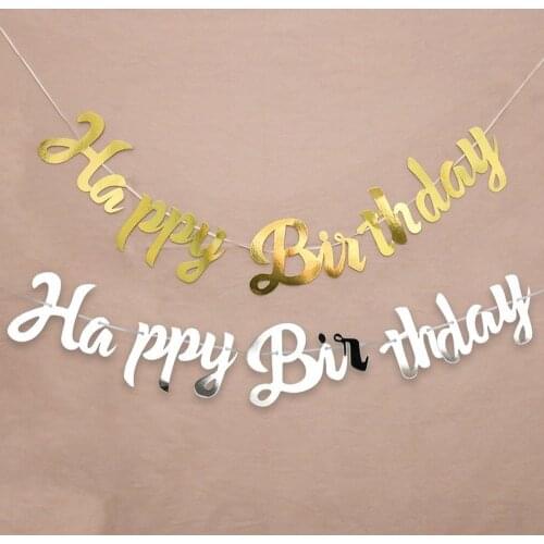 Glitter Paper Happy Birthday Banner Just Married Bunting Hang Garland Wedding Party Decor Banner Baby Shower Party Decorations