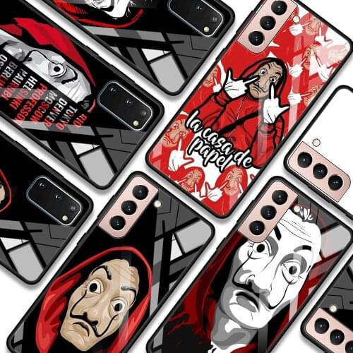 Spain TV Money Heist House Paper La Casa de papel Phone case For Samsung S21 S20 Ultra Plus FE S10e Lite S10 S9 S8 plus Glass