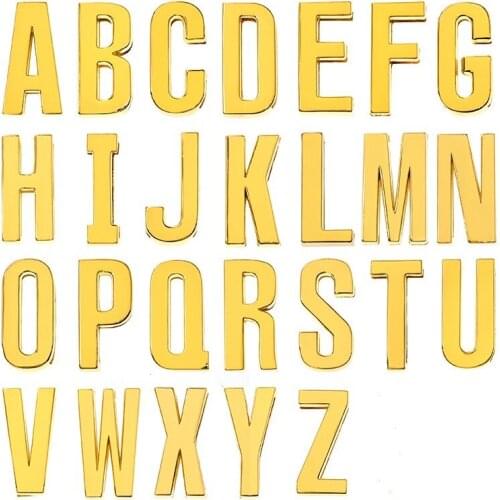 30mm Gold Alphabet Letters Slide Charms Flat Hole Metal Beads Keeper Fit 30mm Stainless Steel Mesh Bracelets DIY Jewelry Making