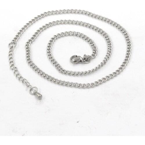 5pcs/lot 316L Stainless Steel 3mm Width 45cm Length Twisted Link Cuban Chain with Extension for DIY Chain Jewelry Making Finding