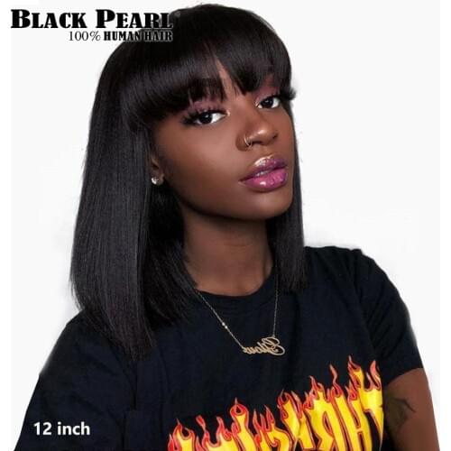Black Pearl Mix Color Short Cut Straight Hair Wig Peruvian Remy Human Hair Wigs For Black Women Brown Ombre Red Blue Bob Wig