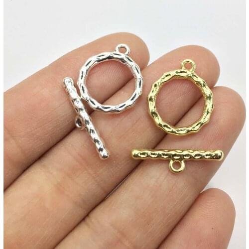 Eruifa 10 set /20pcs OT Closure 15mm Dia/24mm long gold/Silver plated Zinc alloy Charms Pendant Jewelry DIY Necklace 2 colors