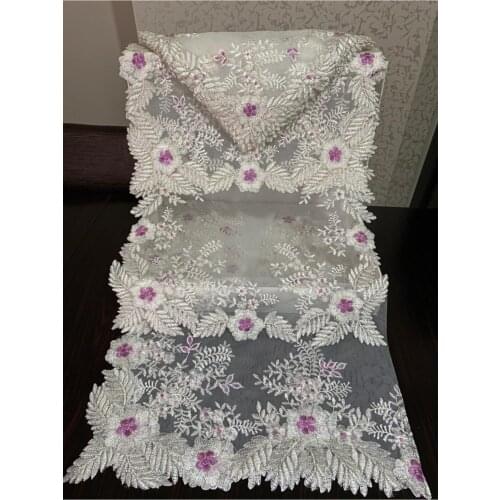 Purple French Net Embroidered Living Room Set