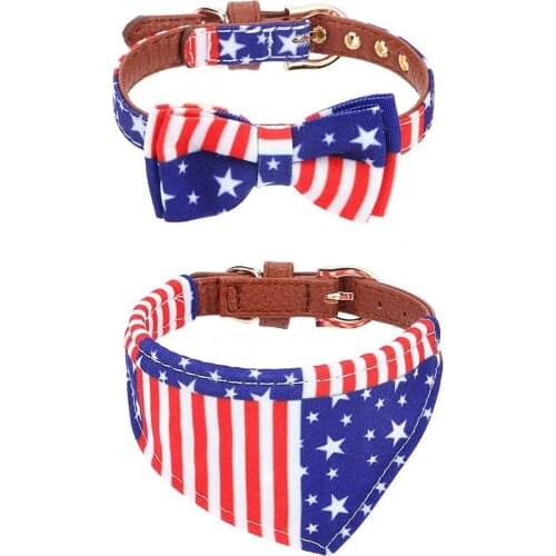 Bow Tie Dog Collar and Leash Set Classic Plaid Adjustable Dogs Bandana and Collars with Bell for Puppy Cats