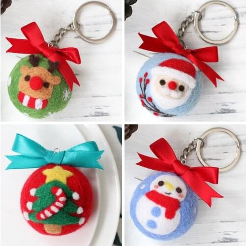 Imazy Wool Felt Kit Santa Keychain Series Felt Kit Christmas Decoration Hangings Snowman Elk Felt Ball Handicraft DIY Material