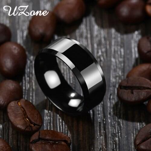UZone Sample Stainless Steel Men Ring Six Color 8 mm Wedding Bands Rings for Male Female Gifts