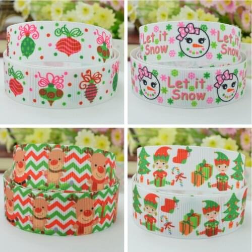 10 Yards 22mm 7/8" Christmas snowman Printed grosgrain ribbon hair bow Headwear DIY hair accessories retail B0929