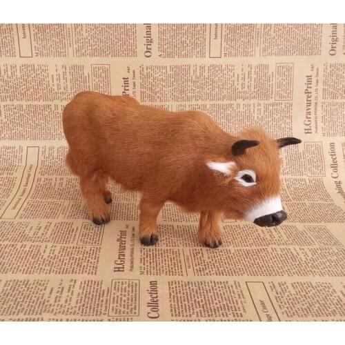 Cute simulation cow toy polyethylene & furs brown cow doll gift about 27x23cm 2436