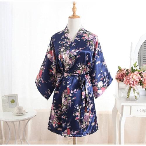 Plus Size Fashion Ladies Summer Mini Kimono Short Robe Bath Gown Black Chinese Women Rayon Yukata Nightgown Pijama Mujer Mds003