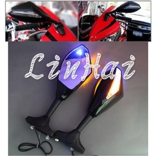 Motorcycle Black InTtegrated LED Turn Signal with Rearview Mirrors Fit For YAMAHA YZF R6 02 03 04 05 06 07 08