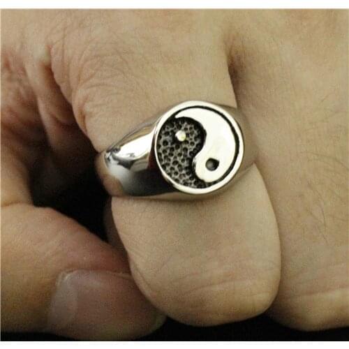 Fashion Jewelry Yin and Yang Ring Gossip Ring 316L Stainless Steel Men Boys Fashion Cool Man Biker Ring