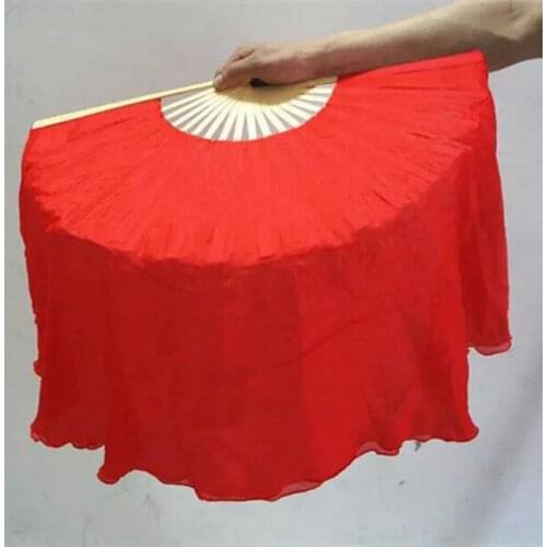 New two-sides belly dance Silk Fan Veils Nice 1pair 100% Silk folding Hand-Fans for Stage Performance Practise Props Fans