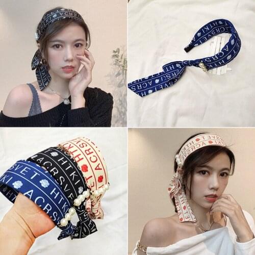 South Koreas new wide-brimmed headband, wild go out to tie hair streamer headband, super fairy net red hairpin headwear