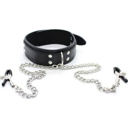 Collar with Breast/Nipple Clamps chain Clip Bondage Boutique Adjustable Nipple Clamps Flirting Sex Products Toys For Couples