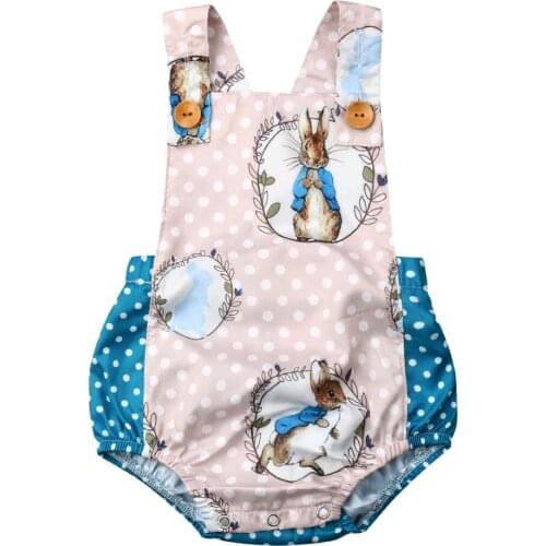 Newborn Baby Boys Girls Easter Rabbit Bodysuit Sleeveless Backless Cute Baby Girl Jumpsuit Outfits Clothes Summer