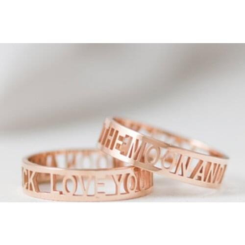 Custom Any Name Ring for Her Gole Hollow Letter Rings Custom Roman Numerals Ring Personalized Name Wedding Date Rings