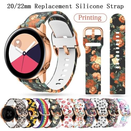 20mm Printing Silicone Watchband For Huawei Watch GT 2 46mm Amazfit GTR 47mm Bracelet 22mm Strap For Samsung galaxy watch 3 45mm