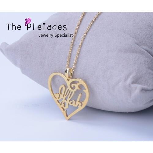Silver 925 Jewelry Personalized Heart Pendant With Custom Name Hollow Out Gold Plate Necklace Women Jewelry