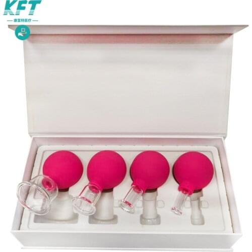 4pcs Cupping Cups Health Massage Vacuum Set Rubber Head Glass Anti Cellulite Massage Chinese Therapy Face Cupping Set Cans
