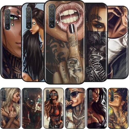 Sexy Sleeve Tattoo Girl Silicone Cover For Realme V15 X50 X7 X3 Superzoom Q2 C11 C3 7i 6i 6s 6 Global Pro 5G Phone Case