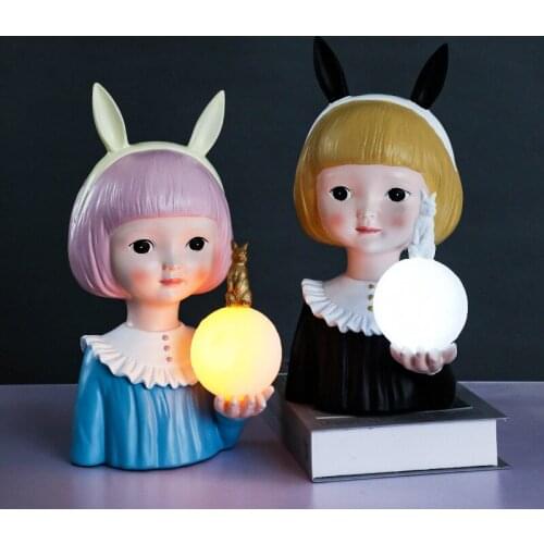 Nordic Light of Hope Girls Resin Crafts Decoration Color Bedroom Decorations Gifts for Girls Home Decor