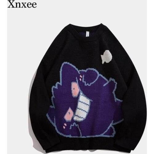 O Neck Sweater Men Streetwear Harajuku Hip Hop Cartoon Fashion Anime Pullover Women Oversize Casual Couple Male Sweaters Clothes