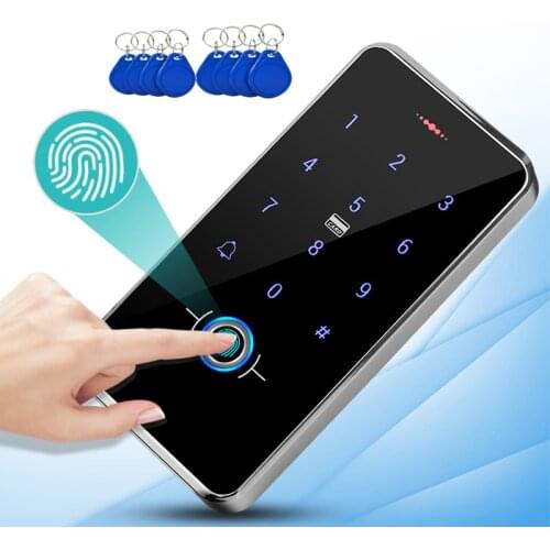 Outdoor IP68 Waterproof Fingerprint Access Control Keypad RFID Keyboard Touch Panel Electronic Door Opener System 13.56MHz Cards