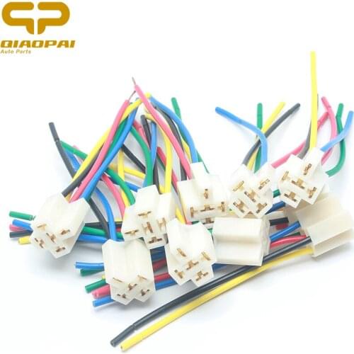 10pcs Universal 5 Pin Relay Socket Copper Wire Refit Auto Light GPS Horn Fan Socket for Car Motorcycle Boat Train Harness Relay